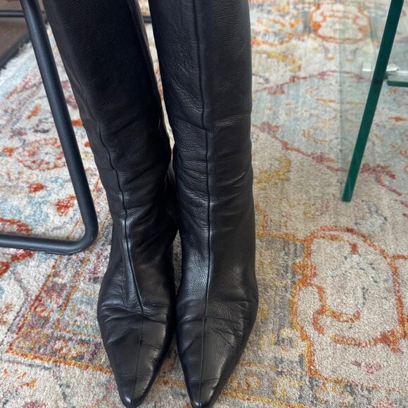 Manolo Blahnik Black Leather Boots - Picture 2 of 7